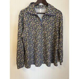 Women’s Purple Floral Print Knit Golf, Outdoor/ Fitness Long Sleeved Shirt XXL